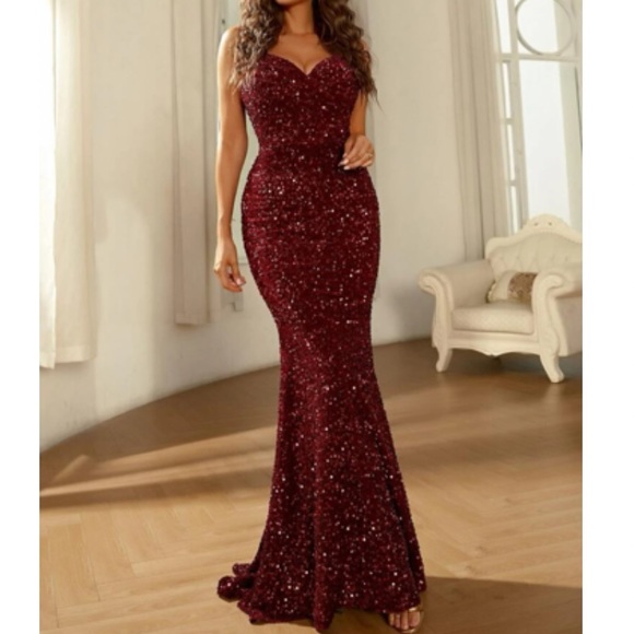 Luxurious mermaid hem sequins evening party formal gown dress - Picture 2 of 8